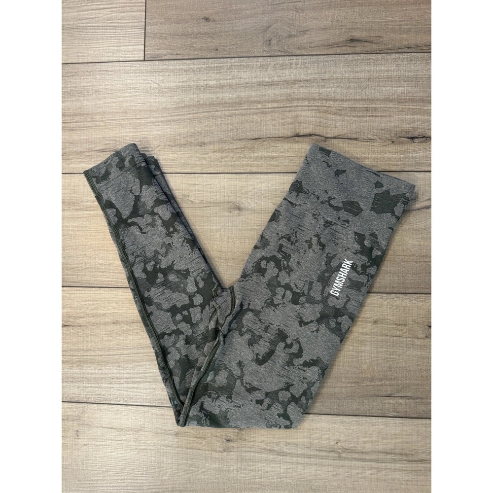 Gymshark Adapt Camo Seamless High Waist Leggings Scrunch Bum Green S Small Women